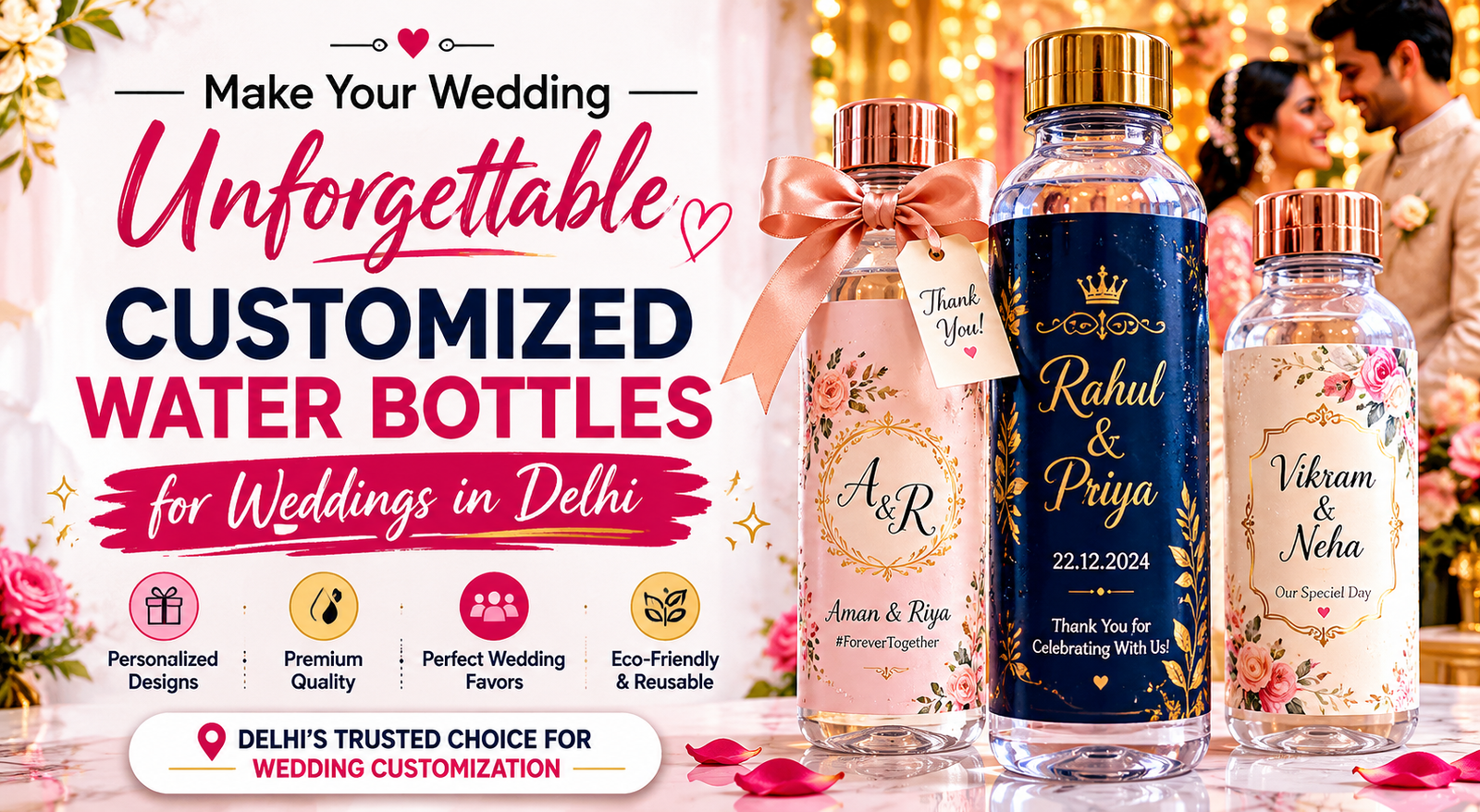 Customized Water Bottles for Wedding in Delhi